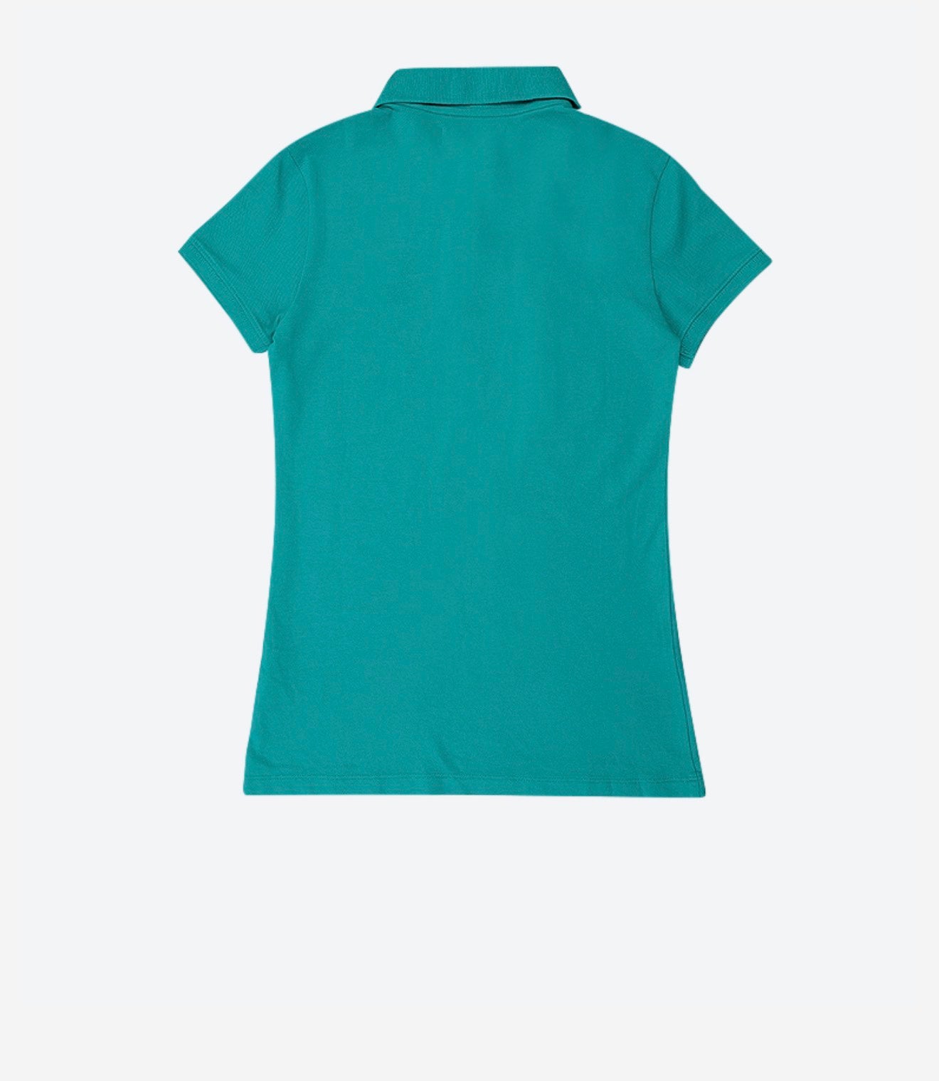 Teal polo shirt on a white background