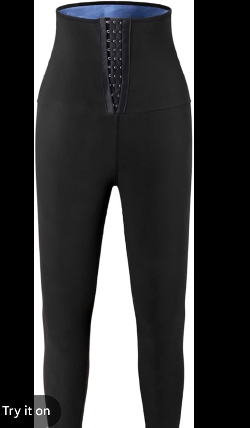 Black leggings with a blue interior on a white background