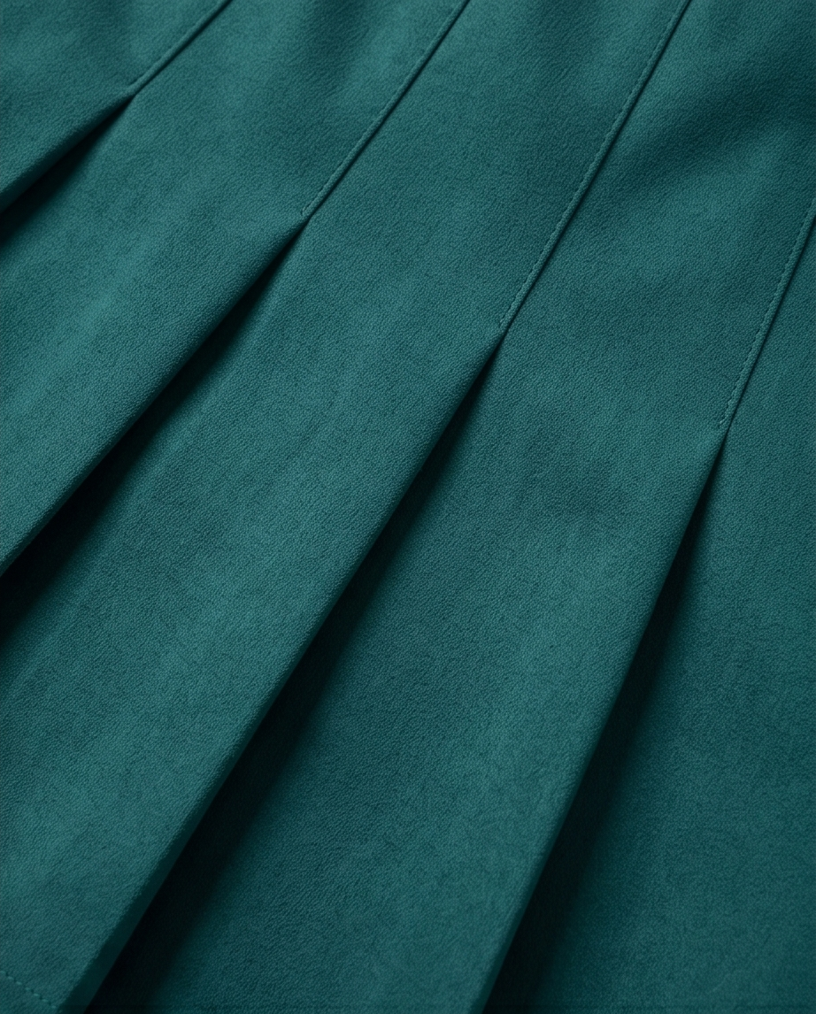 Close-up of teal fabric with folds