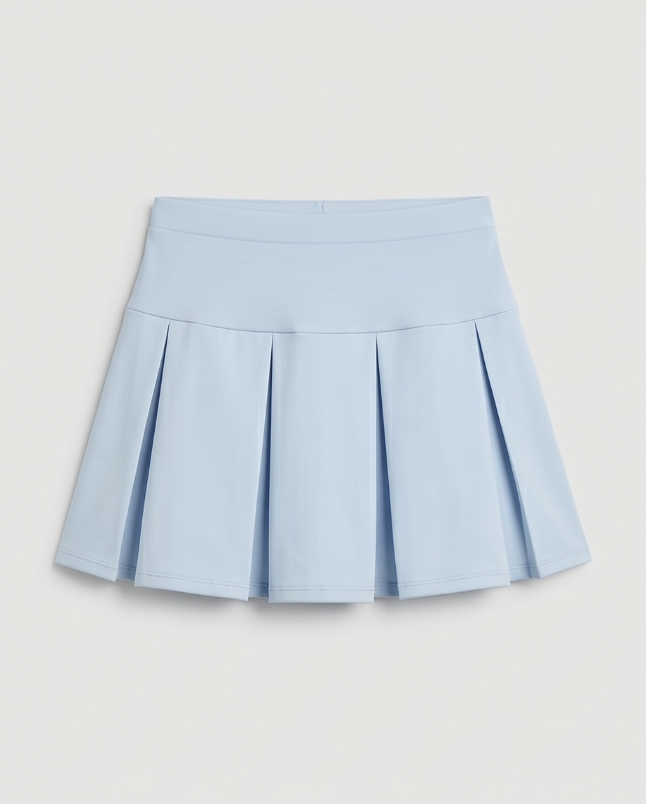 Light blue pleated skirt on a light gray background