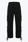 Black cargo pants on a white background
