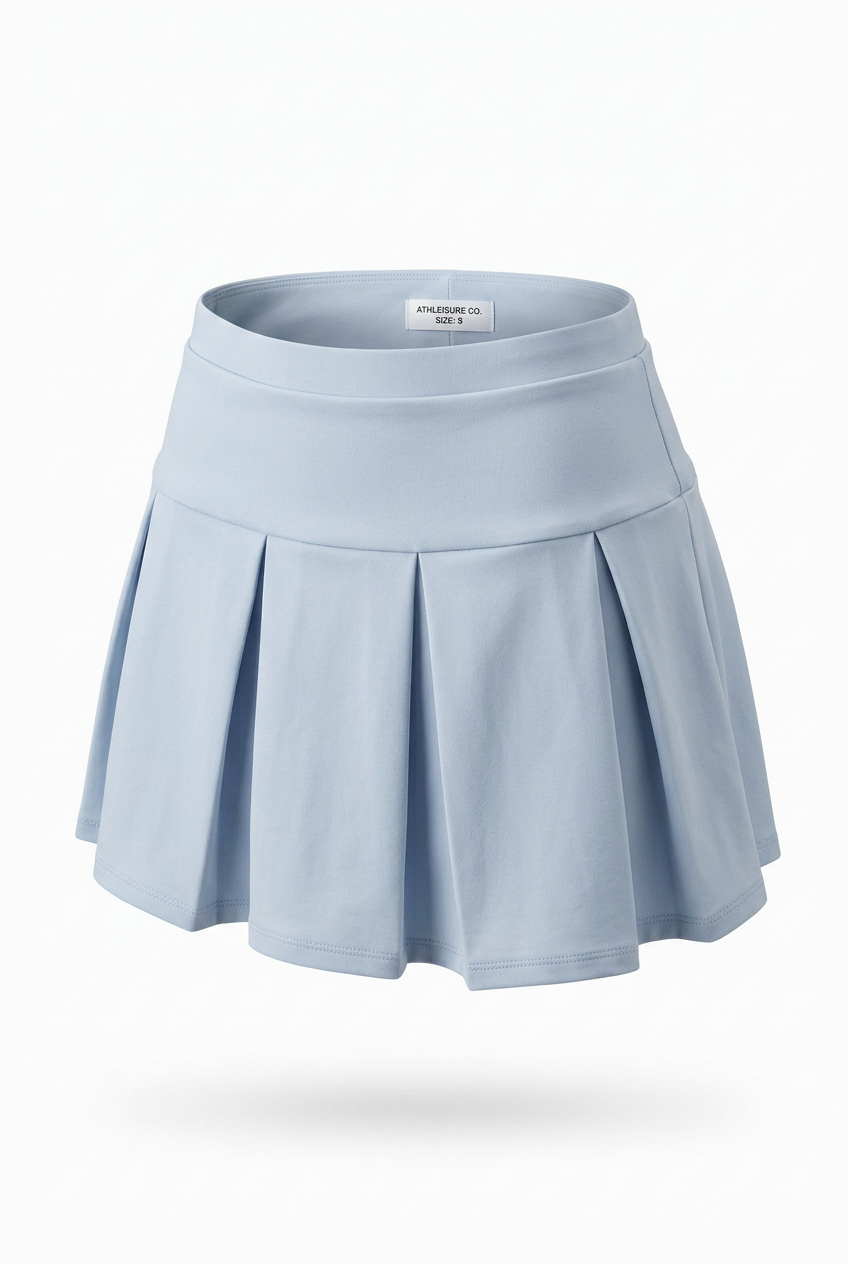 Light blue pleated skirt on a white background