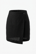 Black skirt with mesh panels on a white background