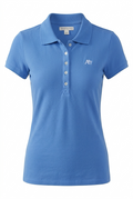  blue  polo shirt with a logo on a white background