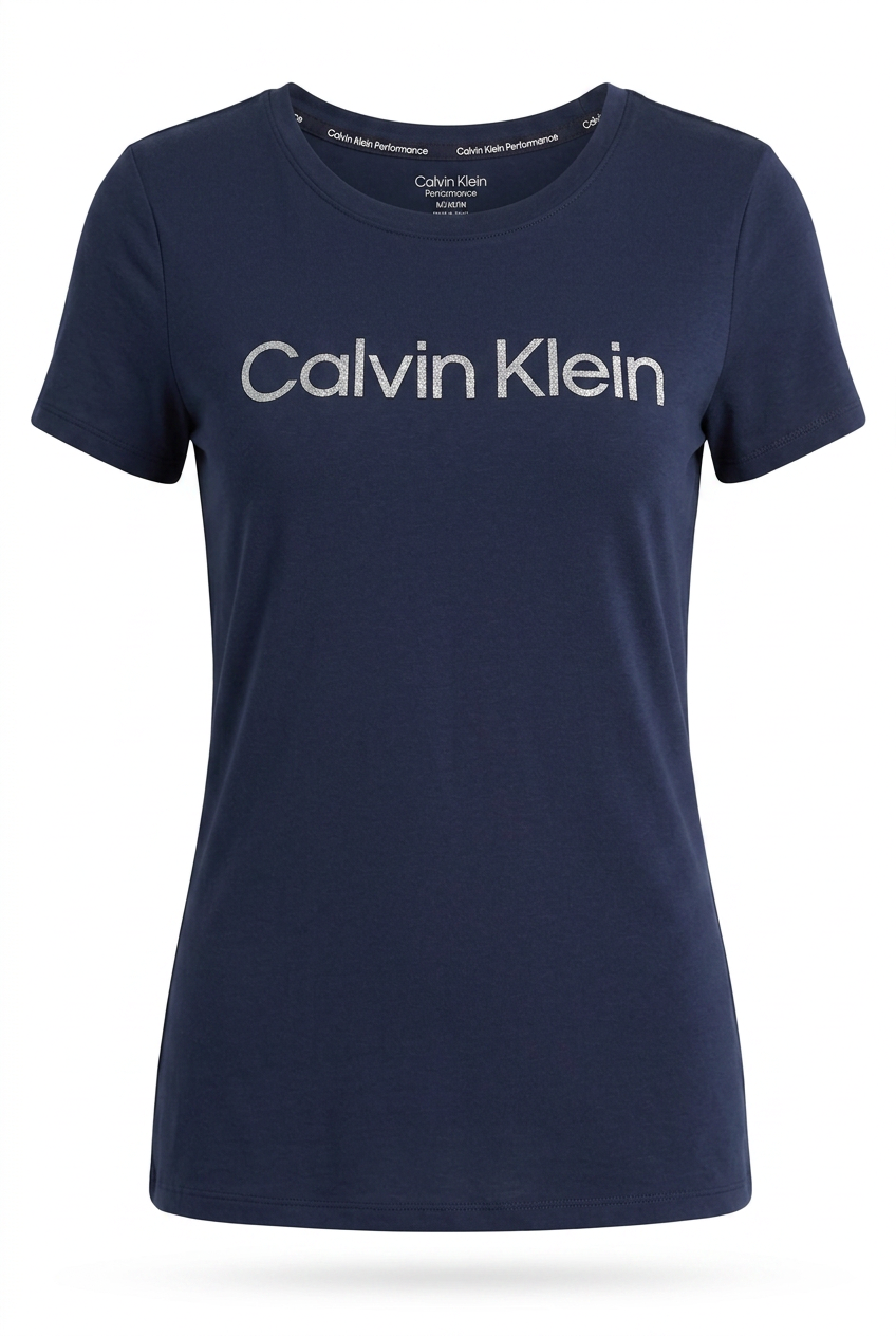 Navy Calvin Klein t-shirt on a white background