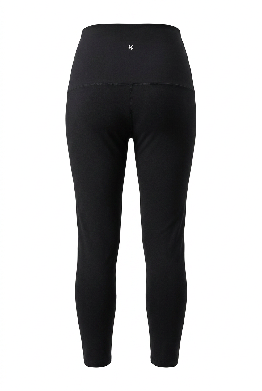 Black leggings with a brand logo on a white background